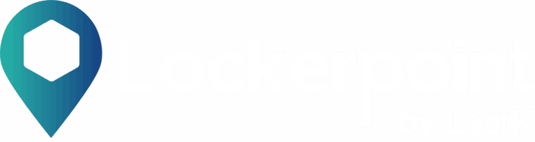 Lockerpoint logo with a blue gradient map pin icon on the left and the text "Lockerpoint by LastK" in white on the right.