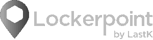 Logo with a hexagonal map pin icon and the text "Lockerpoint by LastK" in a grey font on a transparent background.