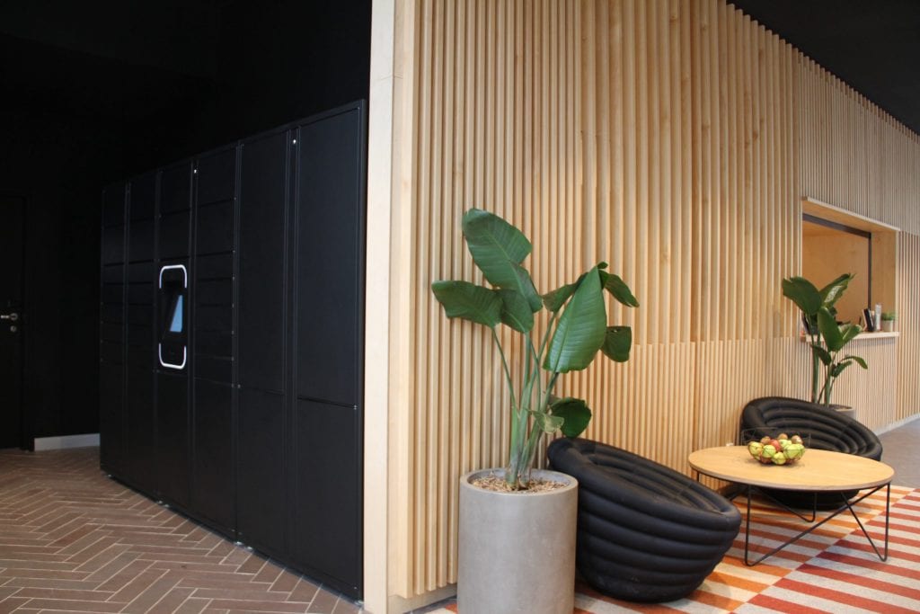 Groundfloor student accommodation parcel lockers at Iglu Sydney