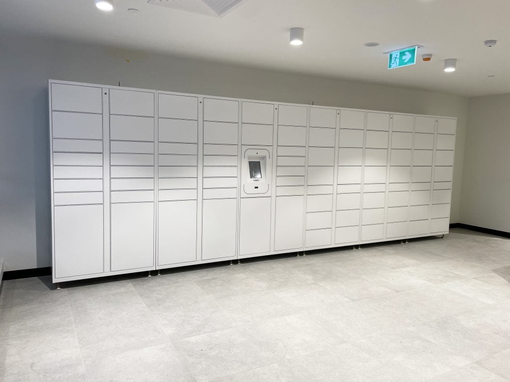 white parcel locker solutions